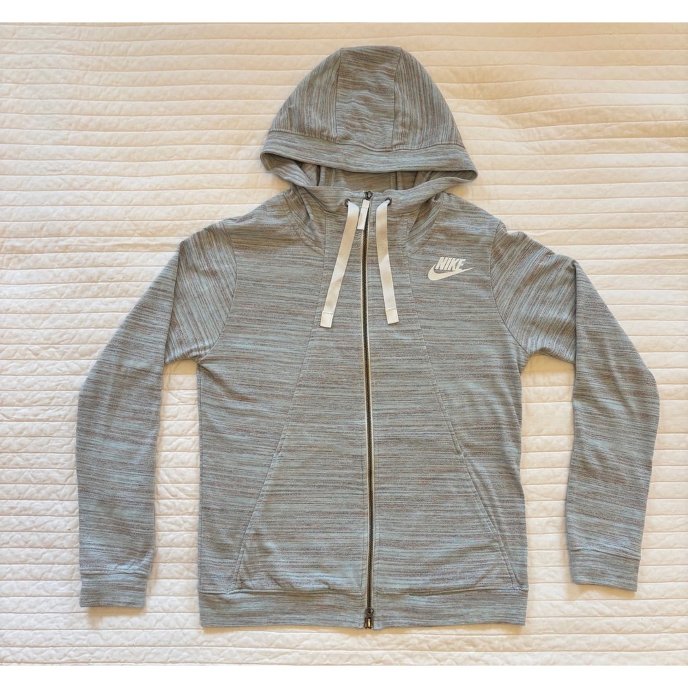 Nike Sportswear Gym Vintage Full Zip Hoodie Blue Orange Space Dye 924081-411 M